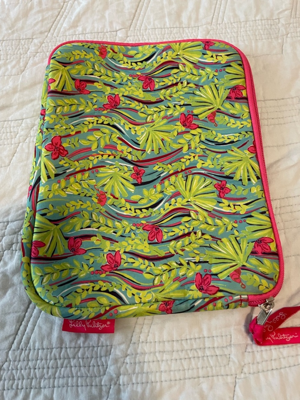 Lilly Pulitzer Lime Green & Pink Tropical Tablet Sleeve